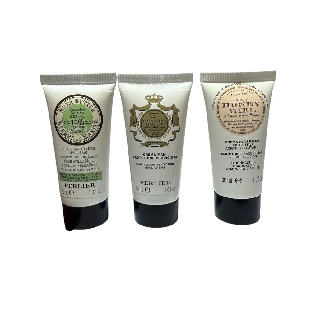 PERLIER Set of 3 Shea Butter Hand Cream PISTACHIO Imperial Honey Marvellous MIEL